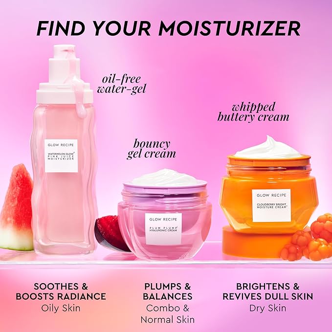 Glow Recipe Pink Juice Water Gel Moisturizer, Korean Gel Moisturizer for Glass Skin, Oil-Free Hydrating Hyaluronic Acid Face Moisturizer for Oily Skin, Non-Comedogenic, Long-Lasting (50ml)
