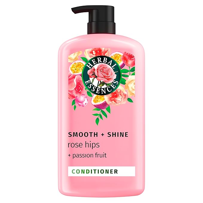 Herbal Essences Conditioner, Rose Hips + Passionfruit - Smooth Collection, Shiny Hair with Vitamin E & Jojoba, Safe for Color Treated Hair, Floral Scent, Cruelty-Free, Dermatologist-Tested, 29.2 Fl Oz