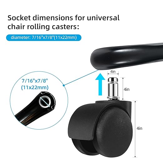 28 Inch Heavy Duty Office Chair Base with 5 Casters, Reinforced Metal Chair Feet, Universal Gas Cylinder Fit, for Swivel/Computer/Criss Cross Chairs
