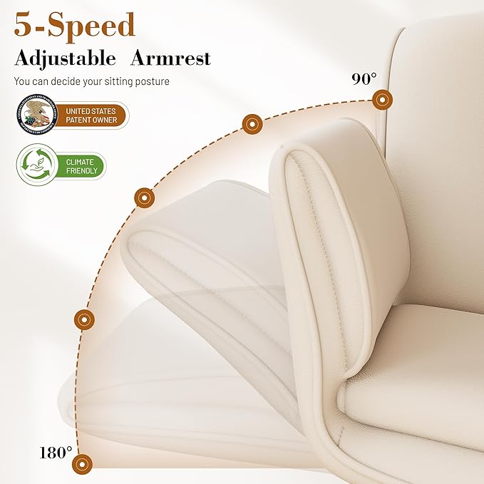 Criss Cross Chair with Wheels & Armrests,Comfy Wide Vanity Chair,Scratch-Resistant Pu Leather Cross Legged Desk Chair,Height Adjustable Computer Office Desk Chairs for Home,Makeup,Bedroom
