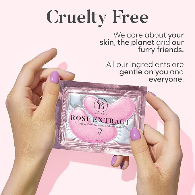 Rose Under Eye Patches (30 Pairs) - Under Eye Mask for Appearance of Dark Circles - For Puffy Eyes Smoothing - Skincare Mask