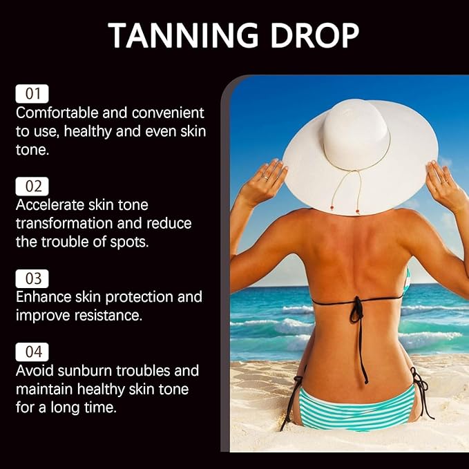 Tanning Drops To Drink, 2Fl Oz Sunless Tanning Drops, Bronzing Tanner for Face and Body, Long-Lasting Tans Without Sun, Enhancing Natural Skin Tone for Adult All Skin Types