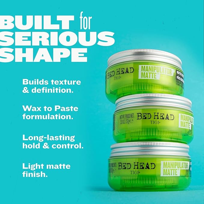 TIGI Bed Head Manipulator Matte Hair Wax, Strong Hold Sculpting and Styling Paste for Short to Medium Hair, 2.01 oz | Matte, Paste