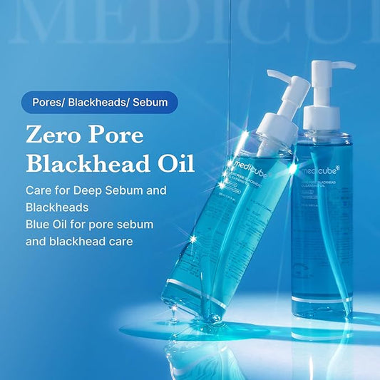 medicube Deep Pore Cleansing Duo: Zero Pore Blackhead Cleansing Oil and Blackhead Cleaner Tool | Deep Cleansing Set for Excess Sebum & Hardened Impurities | Easy & Effective Cleansing Set