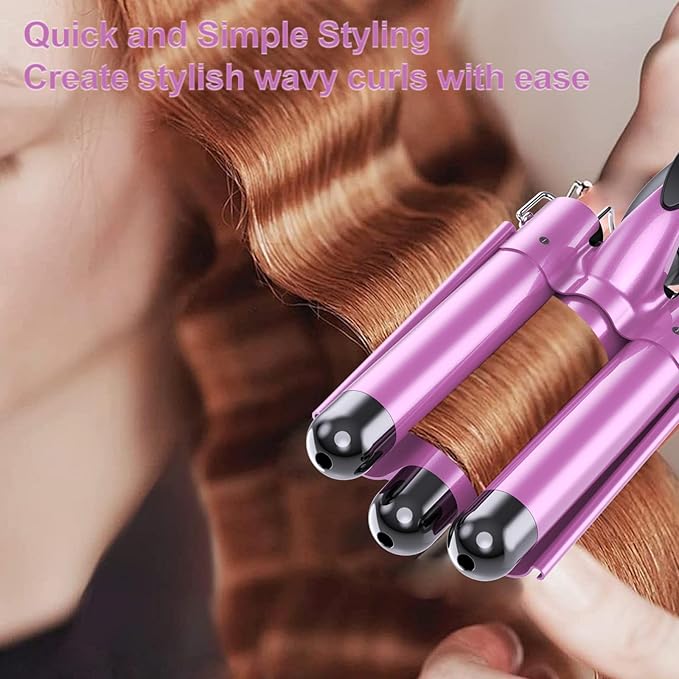 kuwa 3 Barrel Curling Iron,Crimper Hair Tool,Hair Crimper for Women,WaverHair Tool,Hair Waver with LCD Temperature Display