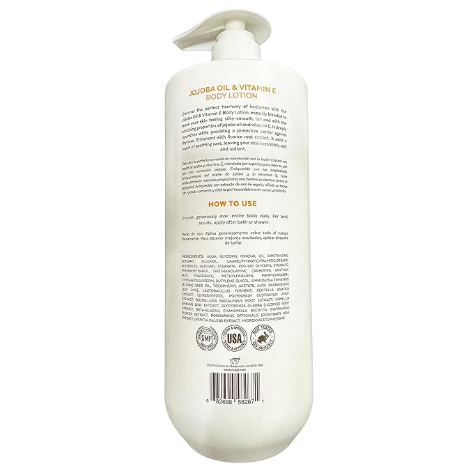 Vivo Per Lei Jojoba Oil Body Lotion - With Vitamin - E - Hydrating Lotion for Women and Men - Hand and Body Cream for Extremely Dry Skin - Daily Moisturizer - 33.8 Fl. Oz