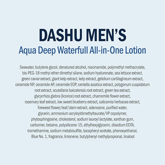 DASHU Aqua Deep Waterfull All-in-One Face Lotion for Men | Hydrating Age-Defying Toner, Essence, Moisturizer & Cream Korean Lotion 5.17 fl oz