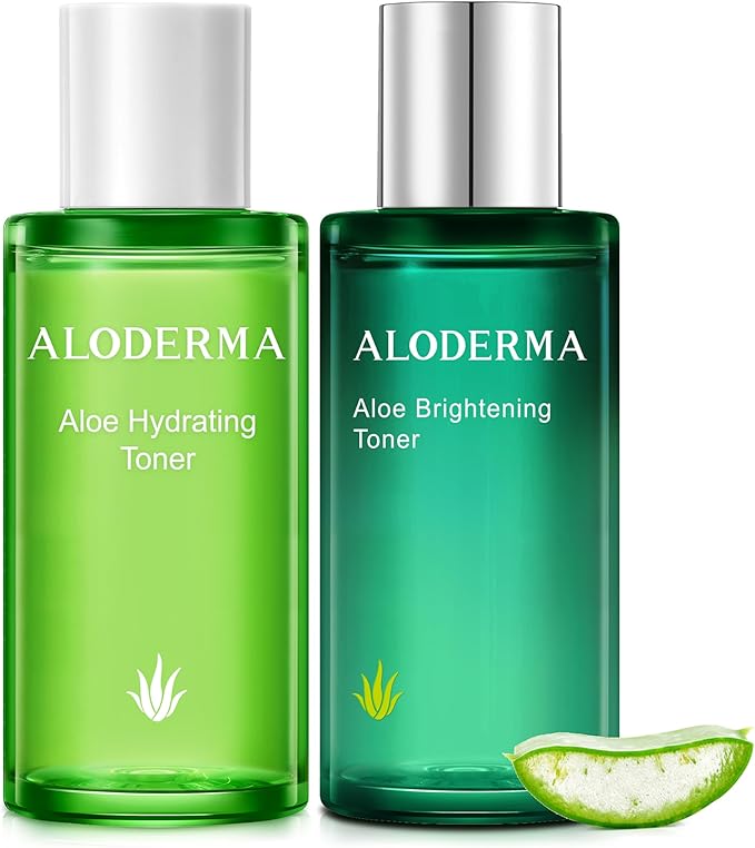 Aloderma Aloe Vera Toner Set, 2 Pieces - Hydrating, Brightening Toners
