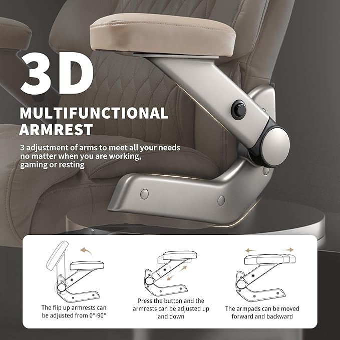 Big and Tall Office Chair 700lbs- Large High Back Executive Computer Desk Chair with 3D Flip-Up Arms, Adjustable Lumbar Support, Extra Wide Plus Size Seat, Heavy Duty Metal Base & Quiet Rubber Wheels