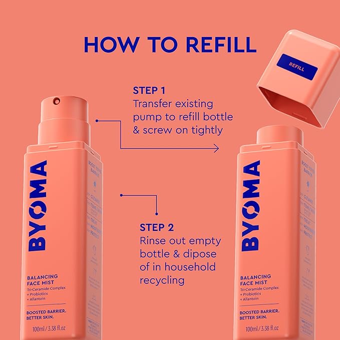 BYOMA Balancing Face Mist - pH Balanced Face Toner with Ceramides, Probiotics & Allantoin - Alcohol Free Toner Spray - Balance, Soothe & Refresh Throughout The Day - 3.38 fl. oz Bundle