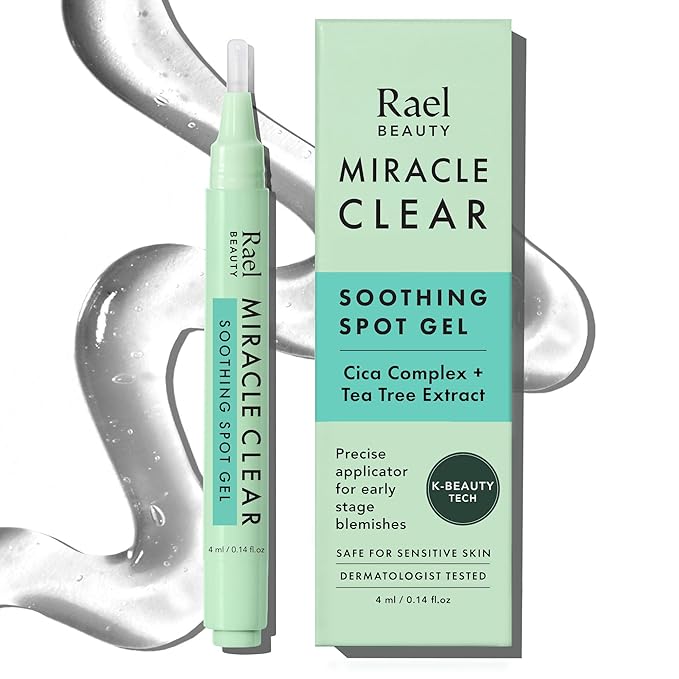 Rael Miracle Clear Spot Gel – Soothing Cream with Succinic Acid, Tea Tree, Calming Cica, Lightweight, Korean Skin Care (0.14 fl oz)