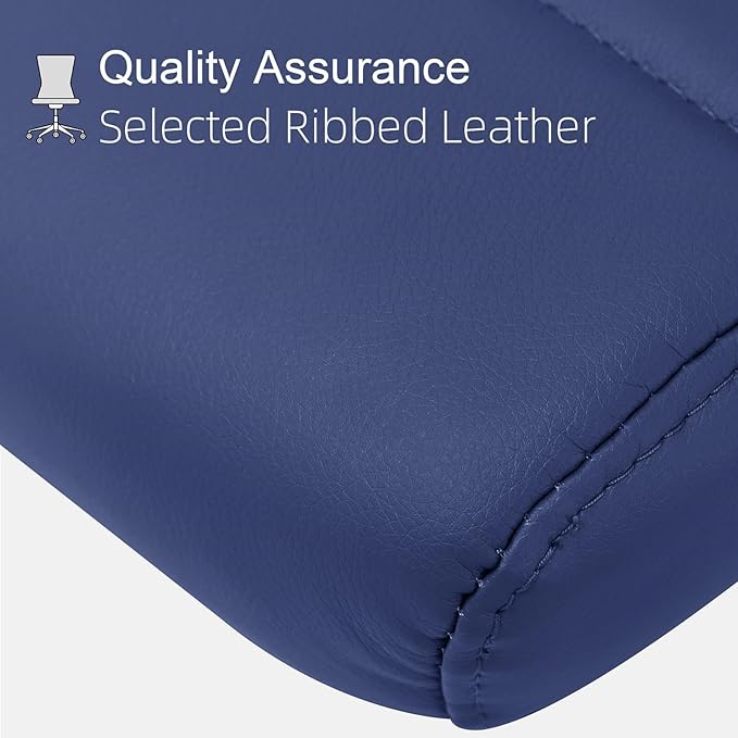 Okeysen Armless Office Desk Chair, Mid Back Ergonomic Swivel Conference Room Chair, Adjustable Height PU Leather Home Desk Chair, Modern Small Rolling Computer Task Chair, Navy Blue