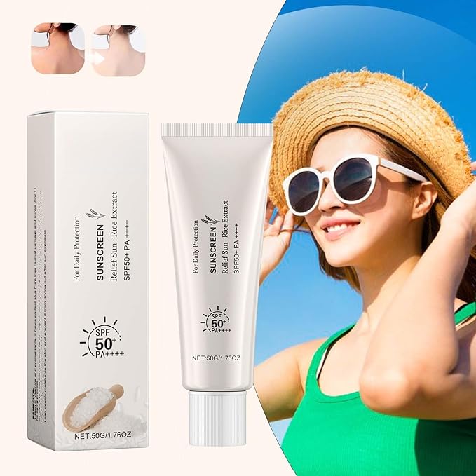 Sunscreen - Rice Sun screen with SPF 50+ PA++++, Sunscreen Lotion Sunblock, Anti-Aging Foundation Cream, Essential for Summer