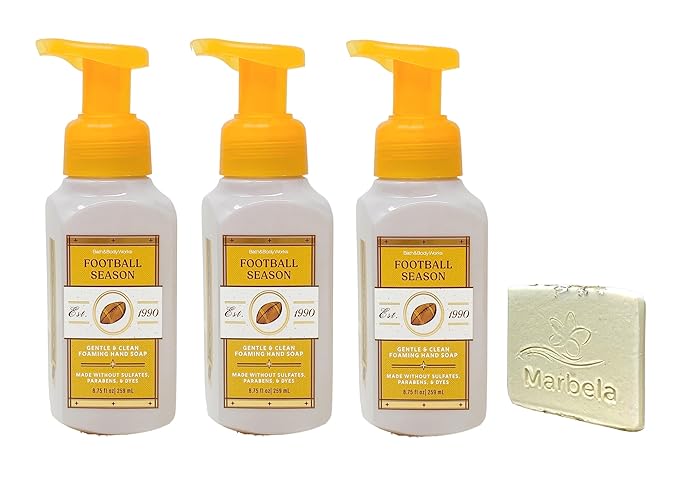 Bath & Body Works Football Season - 3 of Pack Gentle & Clean Foaming Hand Soap Bundle with a Natural Oats Sample Soap