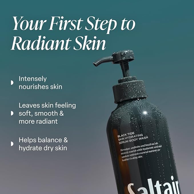 Saltair Body Wash 2-Pack – Moisturizing Body Wash with Squalane & Hydrating Oils – Scented Shower Gel for Men – Black Tide Scent, 2x 17oz – Vegan, Cruelty-Free, Paraben-Free