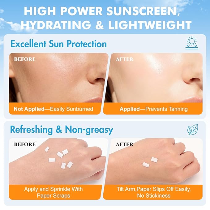 50 Pack Bulk Travel Size Sunscreen for Face and Body, SPF 50 Sunscreen Lotion, Lightweight and Non-Greasy, Mini Size for Summer Travel, Outdoor Activities, 0.19 OZ/Pack