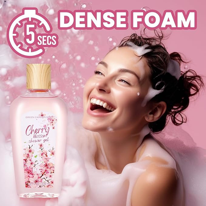 Green Canyon Spa Birthday Gifts for Women 11 Pcs Cherry Blossom Spa Gift Baskets Birthday Gift for Mom Her Friend Sister Wife Mothers Day Gifts for Her Bath and Body Gift Sets Presents for Her