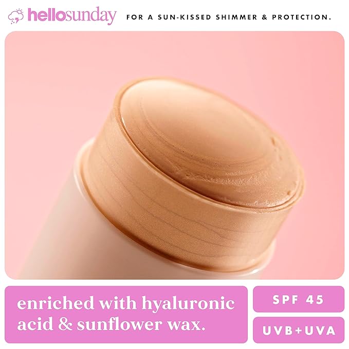 The Shimmer One Mineral Glow Stick SPF 45 Pa Plus by Hello Sunday for Women - 0.7 oz Sunscreen