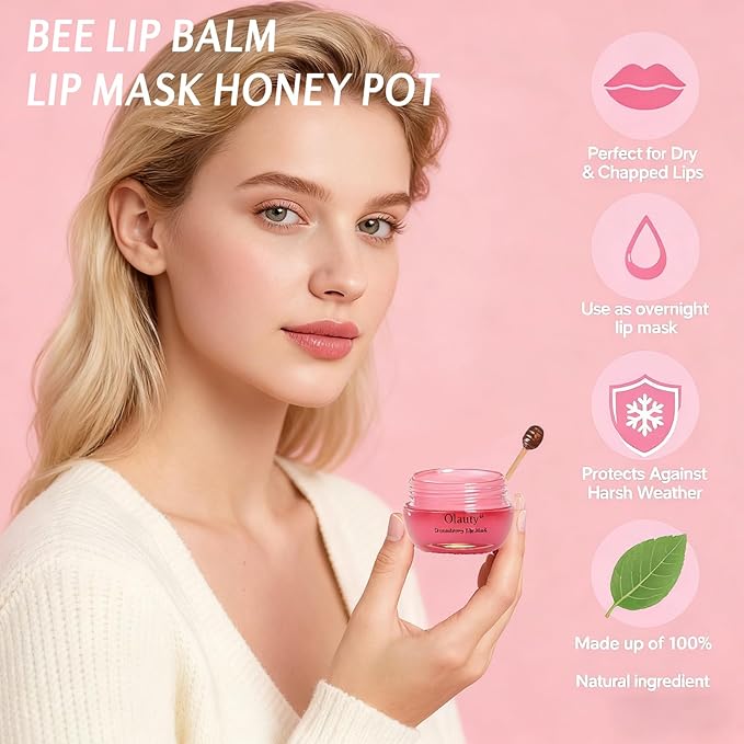 9PCS Bee Lip Balm Lip Mask Honey Pot,Mothers Day Gifts,Honey Lip Balm Bulk Gifts Lip Sleeping Mask Nourishing Overnight Lip Treatment Moisturizer Balm,Teacher Appreciation Gifts,Easter Basket Stuffers