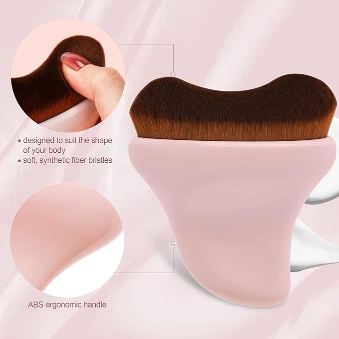 Self Tanner Brush - Kabuki Bronzer Brush for Face & Body Makeup - Self Tanning Mitt for Face, Body & Legs (Pink)