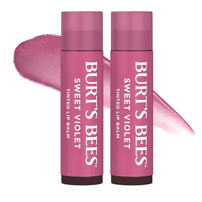 Burt's Bees 100% Natural Tinted Lip Balm, Sweet Violet, 0.15 Oz, Pack of 2