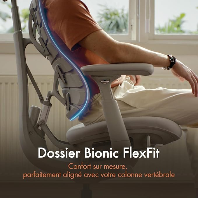 LiberNovo Dynamic Ergonomic Desk Chair + StepSync Footrest + Extra Battery Bundle - Comfy Home Office Chair with Adaptive Lumbar Support, 160° Recline & Built-in Spine Stretch, Gray+48cm