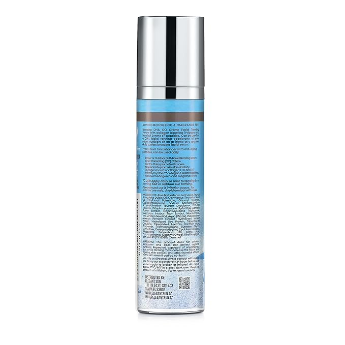 Beachy Bronze - Peptide Facial Tanning Bed Lotion, Gradual DHA Bronzing Serum & Daily Face Moisturizer Collagen, Niacinamide, Exosomes, Sheer Tint, Sun-Kissed Glow, 1.7 fl oz