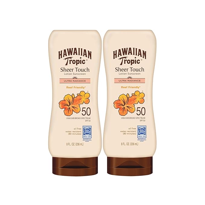 Hawaiian Tropic Sheer Touch Ultra Radiance SPF 50 Twin Pack & Weightless Hydration SPF 30 Clear Spray Sunscreen Twin Pack