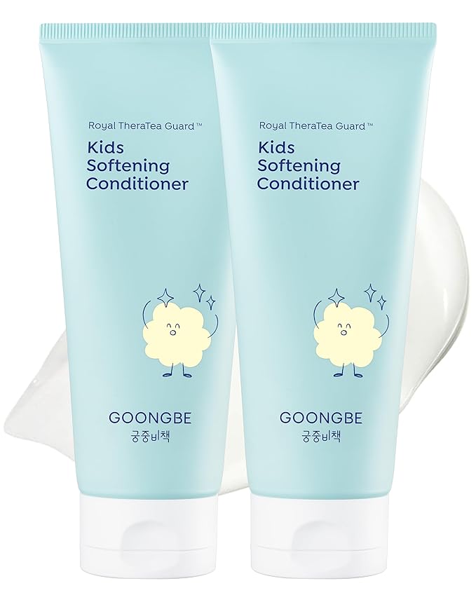GOONGBE Kids' Softening Hair Conditioner - Korean Kids Glossy Hair Conditioner for Weak, Frizzy and Tangle Prone Hair - Silicone-Free Formula - Allergen Free Scent, 6.76oz. 2 Pack