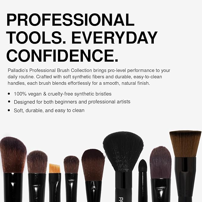 Palladio Shadow Blending Makeup Brush, Wide Brush Head, Flawless Blending, Smooth Finish, Synthetic Natural Bristles, Soft Feel, Comfortable Grip, Professional Application