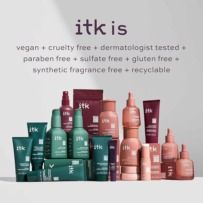 ITK Skincare 2% Salicylic Acid Spray for Face & Body Acne - Blemish-Fighting Treatment for Body Acne, Bacne, Blackheads, Pimples & Blemishes - BHA Blemish Facial Mist Post Workout - 3.3oz Spray Bottle