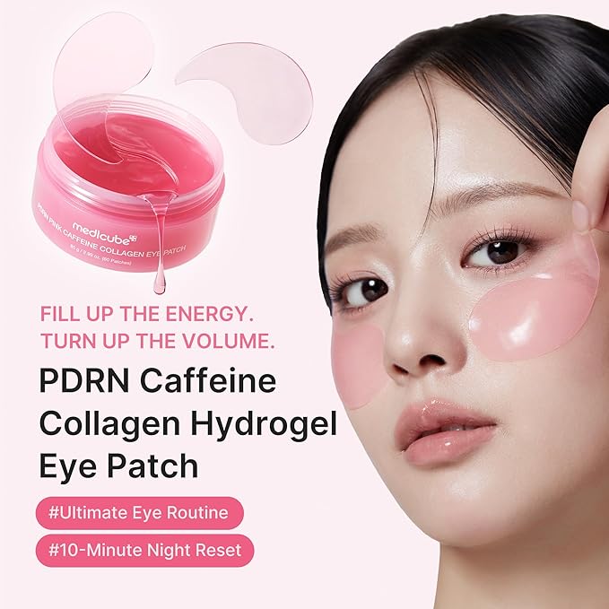 medicube PDRN Glass Glow Facial & Eye Duo: PDRN Caffeine Collagen Eye Patch and Salmon DNA PDRN Serum | For Dark Circles, Puffiness, Firming & Radiance Set | Korean Skincare, GIfts for Women