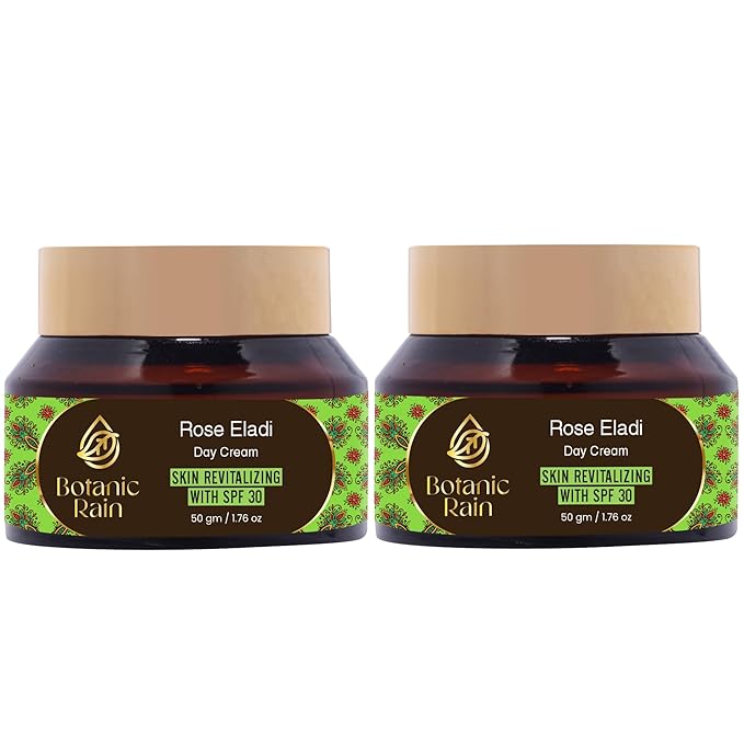 Natural Face Moisturizer With SPF 30 With Rose And Eladi, Organic Sunscreen For Face, Ayurveda Products For Crepey Skin Repair, 1.76 fl oz (Pack of 2)
