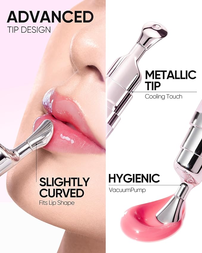 Peptide Brightening Lip Serum, Hydrating & Plumping Tinted Lip Gloss, Moisturizing Lip Balm with Polypeptides & Squalane for Glossy Sheer, Smooth Lips(02 Coral Rose)