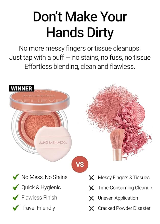 JUNG SAEM MOOL Artist Cushion Blush | Easy to Blend with Puff, Buildable Liquid Blush for Cheeks with a Natural & Dewy Finish, Korean Makeup (Dewy Gift Set | Coral Halo & Rare Rose)