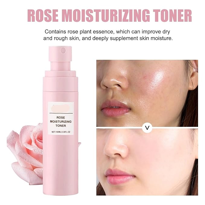 Rose Water Hydrating Spray - Deep Moisturizing Toner For Dry Rough Skin, Shrink Pores & Balance Oil(1PCS)