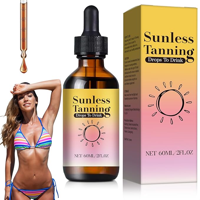 Sunless Tanning Drops to Drink, 60ML Promotes Skin Health and Pigmentation, Natural Sunless Self Tanner for Radiant Skin Tone, Nourishing And Moisturizing, No Sun Exposure Needed - 1 PCS