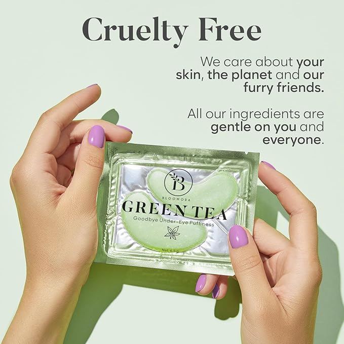 Green Tea Under Eye Patches (30 Pairs) - For Dark Circles & Puffiness - Hydrating Green Tea Eye Mask