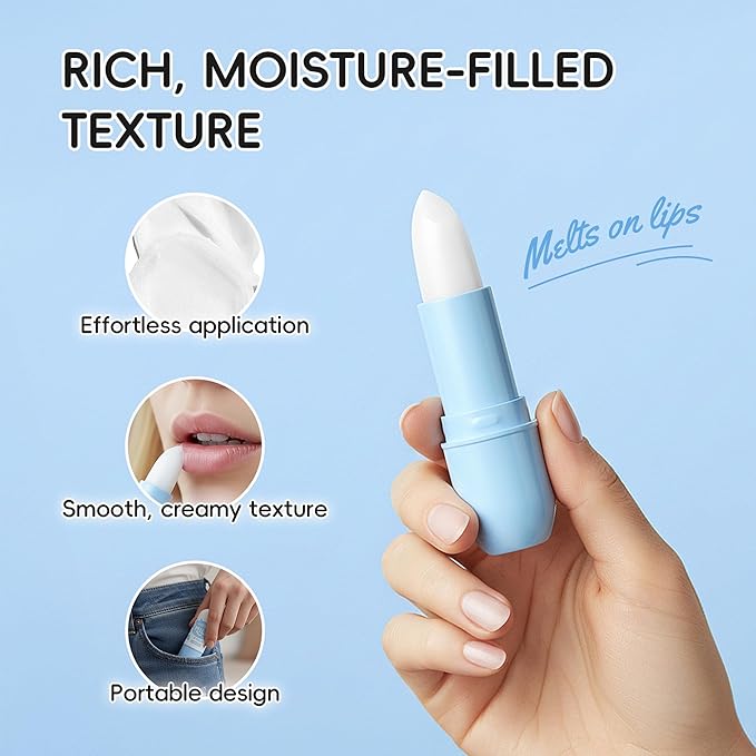 Milk Nourishing Lip Balm, Hydrating Jelly Lipstick, Fade Lip Lines Remove Dead Skin Moisturizing Lip Balm, Prevent Dry & Cracked Lips, Infused with Vitamin E Lip Care Moisture Lip Balm