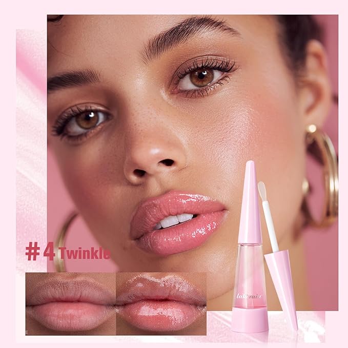 Instant Plumping & High-Shine Gloss Plumping Lip Oil - Ultra-Hydrating & Nourishing, Glossy Finish Lip Glow Oil, Instant Volumizing Effect, Smooth, Soft, Juicy Lips (#5 Soft Pink)