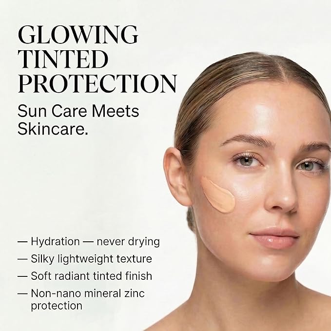 Daily Face Sunscreen SPF 40 Moisturizer with Tallow, Zinc Oxide, Hyaluronic Acid & Vitamin E – Mineral, Reef Safe Sunscreen for Hydration & UV Protection, 1.7 oz - TINTED (Tinted (1.7 oz))