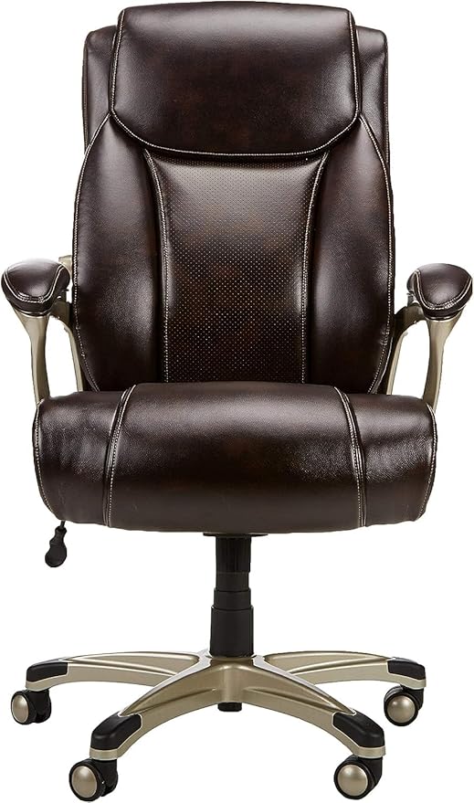 Amazon Basics Big & Tall Executive Office Chair with Lumbar Support, Adjustable Height, 350-Pound Capacity, 28.5"D x 30.25"W x 47.9"H, Black Pewter Finish