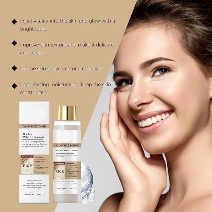 Rice Toner - Hydrating Moisturizing Essence Water, Oil Control & Brightening Skin For Dull Dry Skin(2PCS)