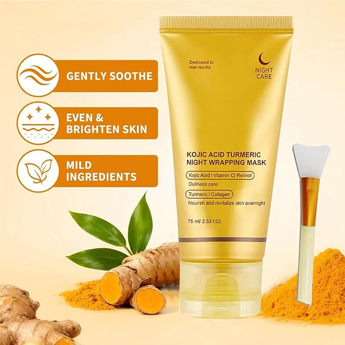 kojic Acid Turmeric Night Wrapping Hydration Mask Brightens & Defends Against Skin, Improves Skin Texture Glowing Skin