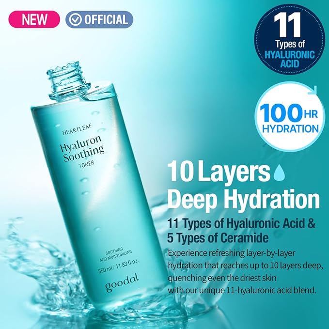 GOODAL Heartleaf Hyaluron Soothing Toner - Trouble Care, Korean Skin Care, Soothing, Moisturizing, Hydrating, Calming Skin, Instant Cooling, Hyaluronic Acid,Ceramide (11.83 fl.oz.)