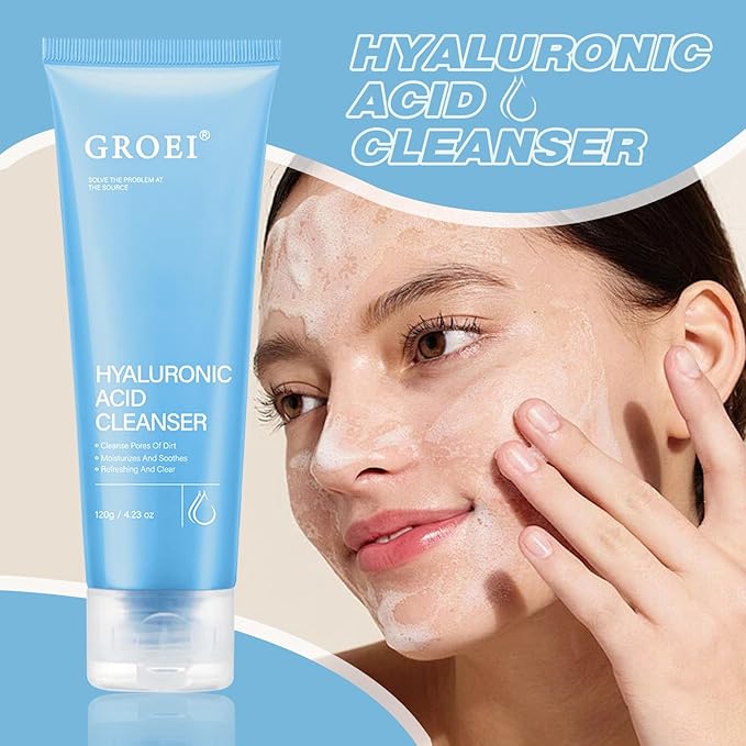 Hydrating Hyaluronic Acid Facial Cleanser for Women - Gentle Oil Cleanser for Face, Korean Skincare Formula, Deep Pore Cleansing, Moisturizing & Refreshing, 120g/4.23oz