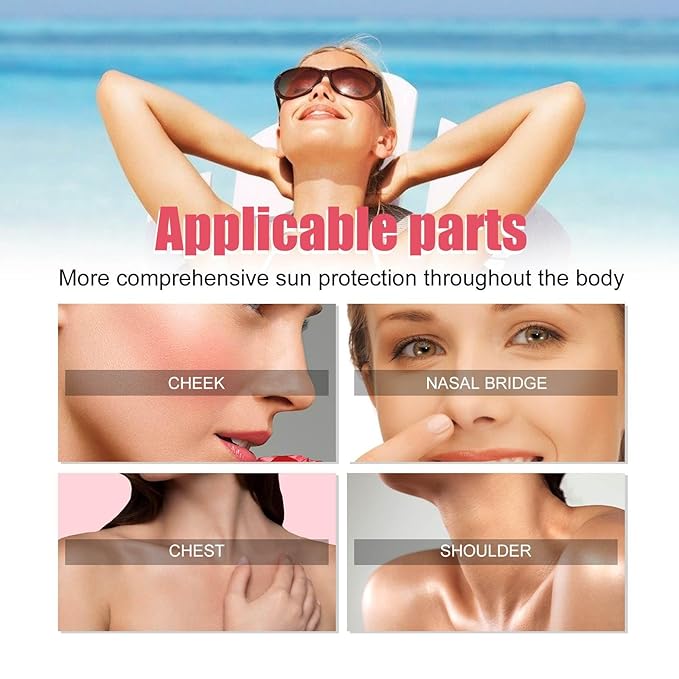 Moisturizing Sunscreen Stick for Face SPF 50+, Grapefruit Face Sunblock Stick, Lightweight Sun Cream for All Skin Types, Non Greasy & Smooth Skin Texture, 20g (3pc)