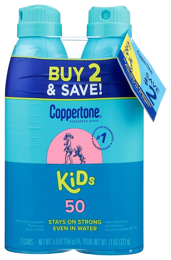 Coppertone Spf#50 Kids Sport Spray 5.5 Ounce Twin Pack