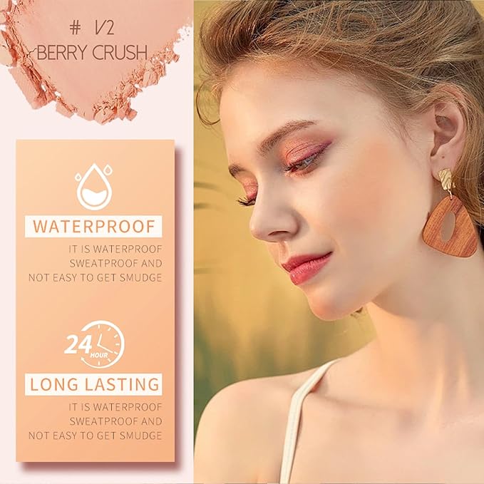 Multi Texture Heart Blush Cream, Liquid, Powder & Jelly Blushes for Cheeks,Beauty-Matte & Natural Finish Cheek Tint & Blush Palette (V2 Berry Crush)