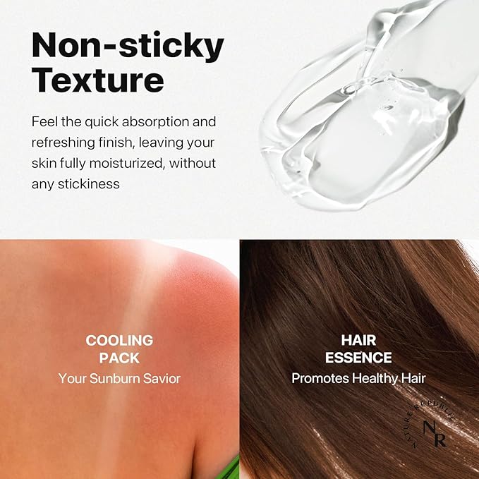 Nature Republic Mild & Moisture Aloe Vera Watery Gel (3 PCS) | Hydrating & Moisturizing, Fast-Absorbing Non-Sticky, Aftersun & Aftershave Soothing Gel for Face & Hair, Korean Skincare, All Skin Types